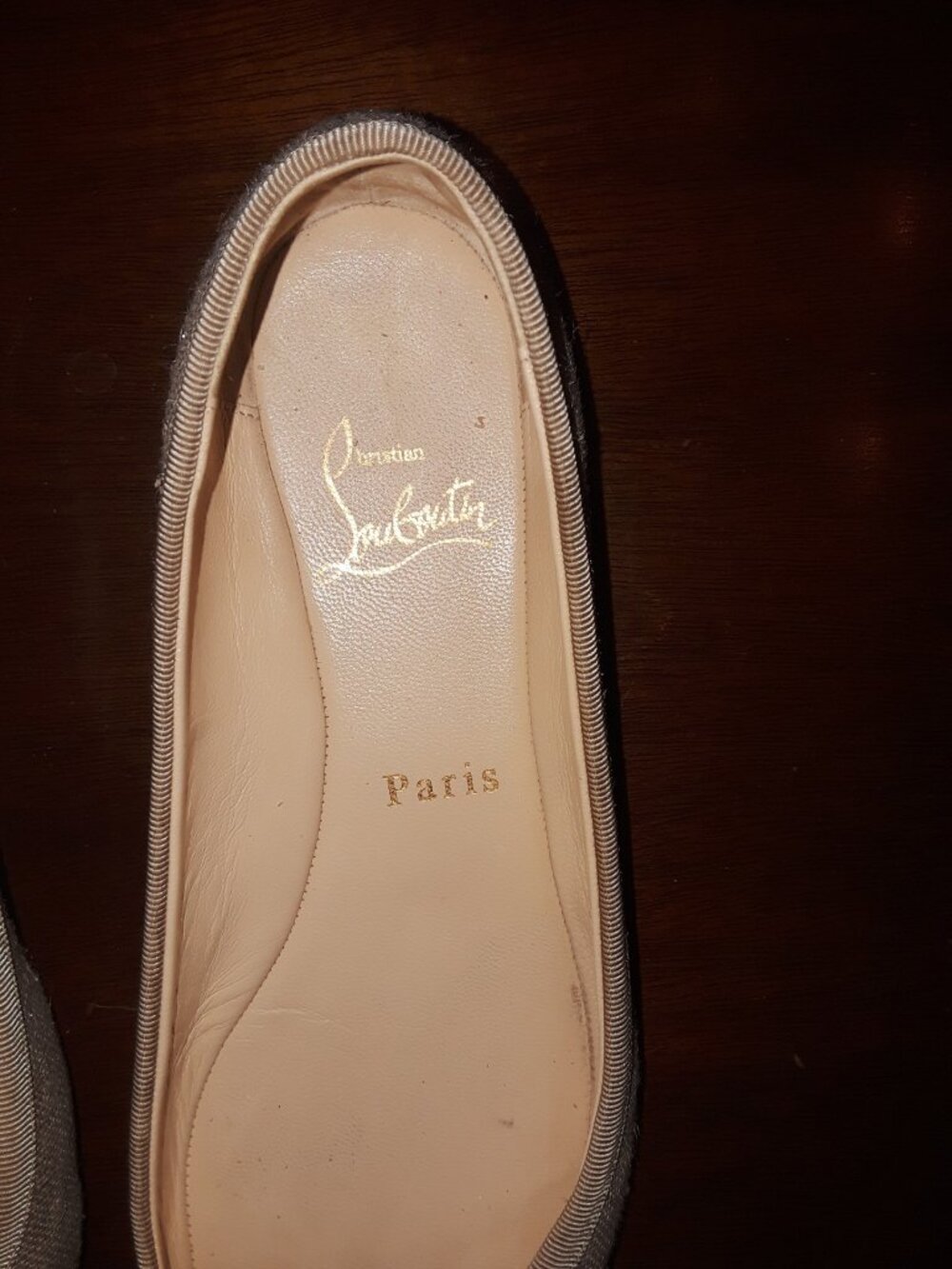 greatest Christian Louboutin beige glitter Rosella ballet flats 37.5 - Picture 3 of 7